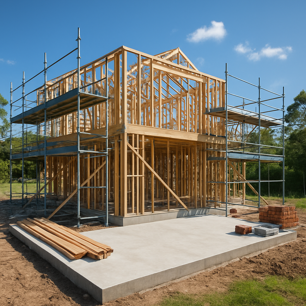 Residential construction framing on a Gold Coast site